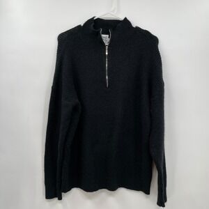 Princess Polly Half Zip‎ Sweater Knit Pullover Black Womens XS/S